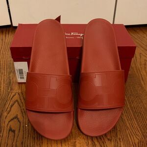 Salvatore Ferragamo Groove Pool Slides Size 12 Box Included